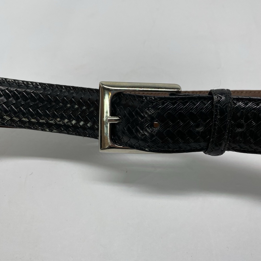 TORINO‎  Men's Black Embossed Italian Calfskin Leather Belt Buckle Size 38